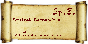 Szvitek Barnabás névjegykártya